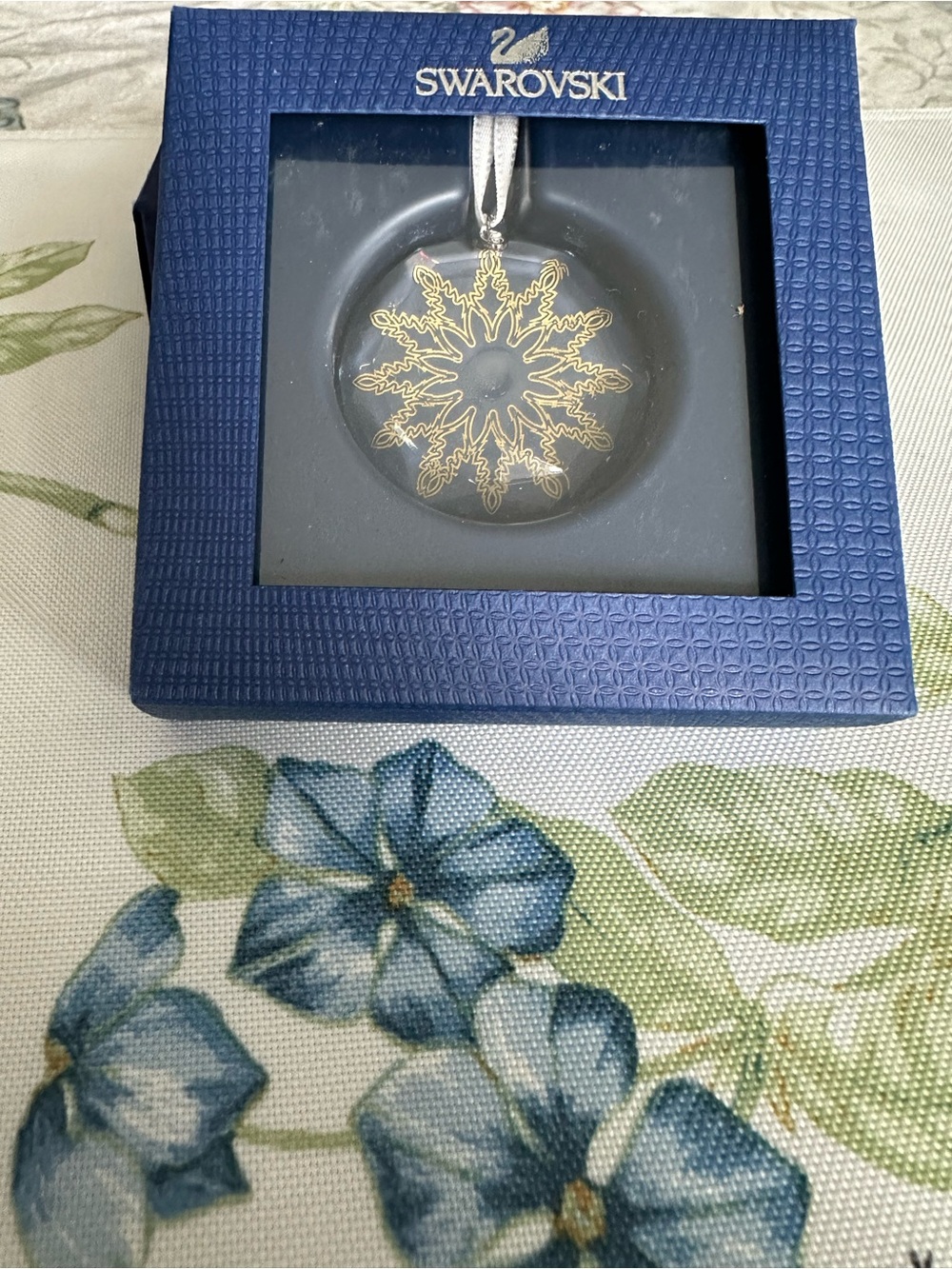 Swarovski Gold Snowflake Crystal Ornament in Blue Box